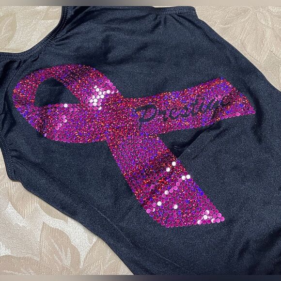 GK Elite Leotard Breast Cancer Awareness Sz Large CL - Picture 2 of 3